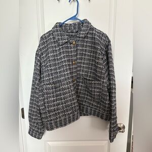 American Eagle Outfitters Black and White Tweed Jacket